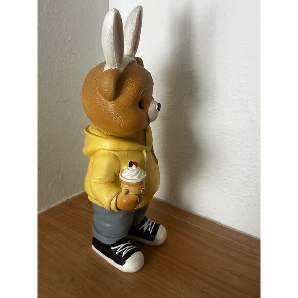 Easter Teddy Bear Figurine with Bunny Ear Hairband NWT - Picture 3 of 5